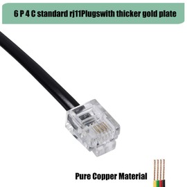 TOYAYAYO 3Pack RJ11 Cable Phone Cord for Landline 25ft Telephone Cord Phone Line Cord RJ11 6P4C Male to Male for Landline Phone and Fax -(Black-25Feet)