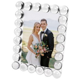 SAAEH SWWH 5x7 Clear Bubble Crystal Picture Frame,with 24 Clear Balls,Crystal Standing Photo Frame,Exquisite Desk Craft,Vertical Display,for Office and Home