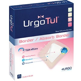 UrgoTul Absorb Border Square Dressing, 8 x 8 cm