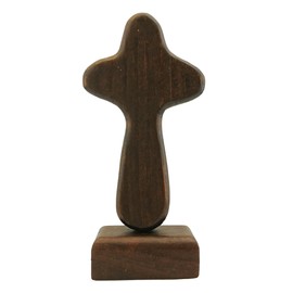 Mini Standing Wooden Cross for Crafts – Pocket Clinging Cross Fidget for Prayer & Anxiety Relief, First Communion Gifts for Girls Table Top Decor