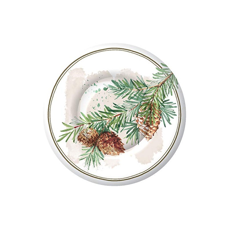Boston International IHR Round Dessert Paper Plates, 8-Inches, Decorative Branches