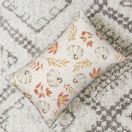 Fall Pillow Covers 12x20 Set of 2 Pumpkin and Maple Leaf Fall Decor Pillowcase Linen Autumn Thanksgiving Decorative Outdoor Throw Pillow Covers Warm Tones Farmhouse Cushion Case for Couch Home