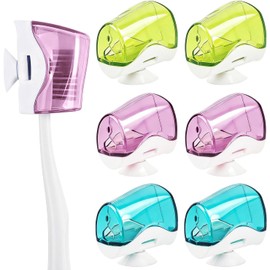 NEARPOW Cubre Cepillo de Dientes y Protector con Ventosa Paquete de 6 Pzas Estuche portátil para viajes, tapa ventilada de secado rápido, silicona sin BPA, higiene escolar, baño familiar