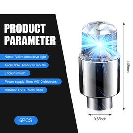 MLY 6 PCS LED Tire Valve Caps, Waterproof Wheel Tire Valve Lights, Wheel Rim Accent Lighting with Night Safety Mode & Style-Enhancing Glow Technology, Universal for Cars/Trucks/SUVs/Motorcycles (Blue)