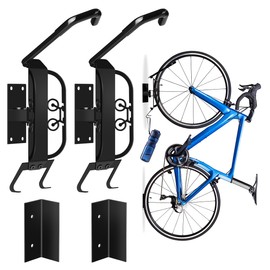 RAIPATH Swivel Bike Wall Mount, 2 PACK Heavy Duty Bike Rack for Garage Storage, Space-Saving Vertical Bicycle Hanger Holds 66 lbs, Adjustable Rotation, Anti-Rust, for Cyclists Homeowners Families