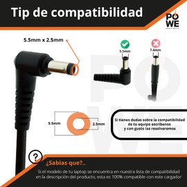 PO WE 19 V 2,37 A 5,5 x 2,5 mm. Adaptador de CA Cargador de portátil Fuente de alimentación para Toshiba Satellite C50 C55 C55D C55DT C55T C75 C75D E45t L50 L55 L55D L75 S50 S55 S55t S70 S75