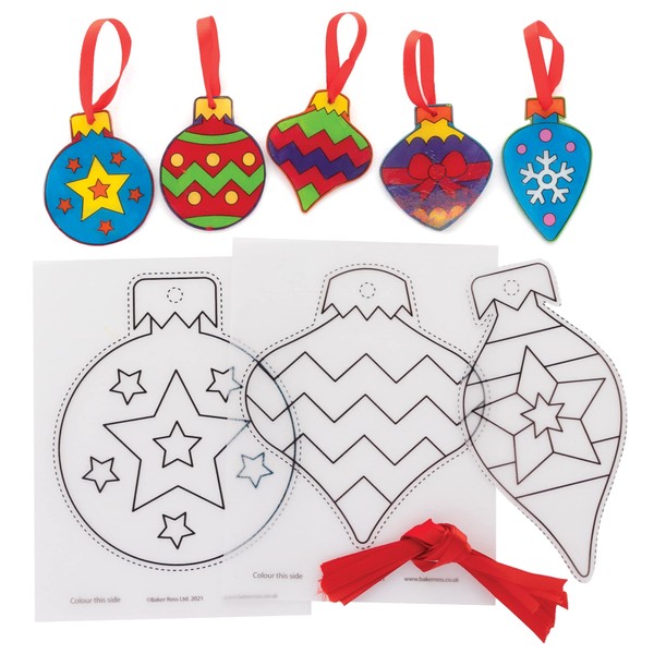 Baker Ross FE989 Christmas Bauble Super Shrink Decorations - Pack