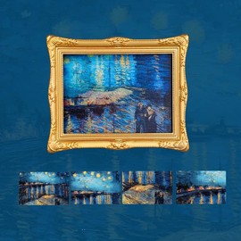 Fridge Refrigerator Magnets Picture Frames,World Famous Painting - Changeable Art Magnets Set | Gogh Resin & Magnetic Backing | Gift for Art Lovers (1, The Rhone River)