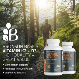 Bronson Vitamina K2 (mk7) + D3 120capsulas Bronson Hecho En Usa Sabor Sin Sabor