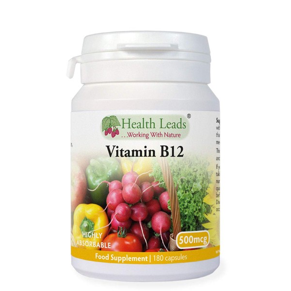 Vitamin B12 Methylcobalamin 500mcg 180 Capsules, Magnesium Stearate Free &