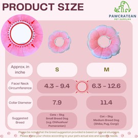 Adjustable Comfy Flower Style Elizabeth Collar for Cats and Puppies Soft Recovery Cone Pet Protective Neck Collar (Pink, Medium)