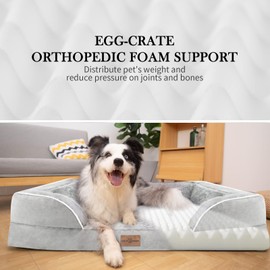 Comfort Expression Small Dog Beds Waterproof Orthopedic Foam Dog Sofa Beds for Small Dogs Comfy Pet Bed with Washable Removable Cover & Non-Slip Bottom(X-Small,Grey White)