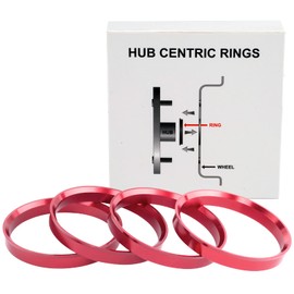VLAOSCHI Red Alloy Aluminum Hub Centric Rings 60.1 to 66.1 - Performance Wheel Hubcentric Rings for 60.1mm Vehicle Hub with 66.1mm Center Bore Rims - Pack of 4
