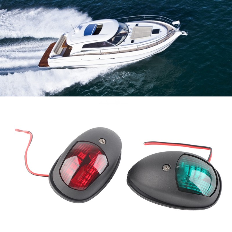 2pcs Waterproof Boat Navigation Light Green Red Marine LED for