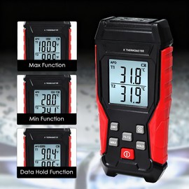 AOOFCMLLC Thermocouple Thermometer, Digital Dual Channels Thermocouple with 4 K-Type Thermocouple Probes LED Backlight Display -328~2501℉ Measuring Range K Type Temperature Tester