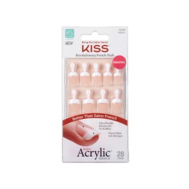 KISS Salon Acrylic, Press-On Nails, Nail glue included, 'Power Play', Pink, Real Short Size, Squoval Shape, Includes 28 Nails, 2g glue, 1 Manicure Stick, 1 Mini File