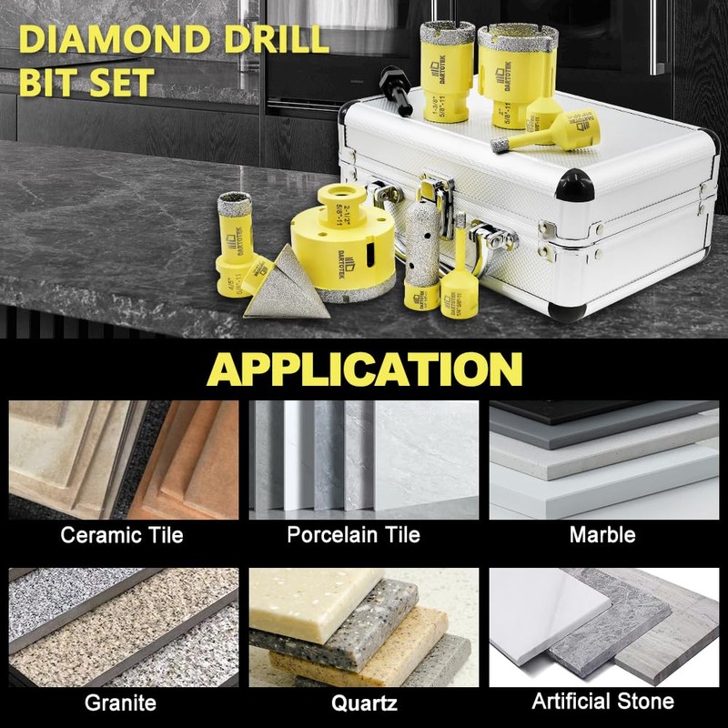 Diamond Core Drill Bits Set 10PCS - DARTOTEK Tile Hole