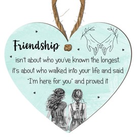 Friendship Plaque - 'Friendship Isn’t About Who You’ve Known The Longest' Heart Shaped Hanging Decoration | Unique Gift for Best Friends, Sisters & Soulmates | (Mint)