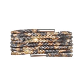 Fashion Luxury Rhinestone Shoelaces 1PC Rainbow Diamond Shoelaces Casual Braiding Sneaker Laces Round Shoelace 120/140cmColor: leopard, Length: EU39
