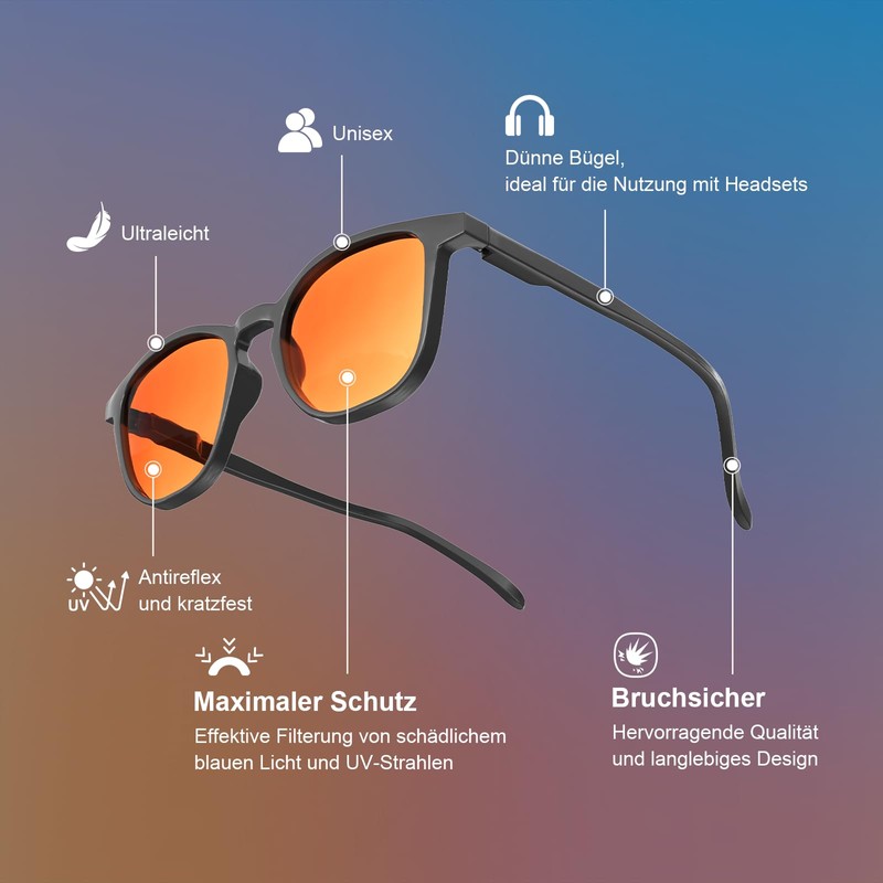 SURFOU Blue Light Filter Glasses for Men and Women, Blue