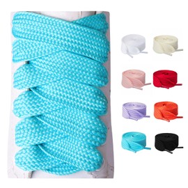 Olukssck 2 Pairs Fat Shoe Laces for Sneakers Boots, 3/4" Wide Athletic Shoelaces, Shoe Strings Blue, 47inch(120cm)