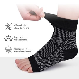 Calcetines Fascitis Plantar, Tobilleras para Esguince, Tobillera Deportiva Elástica Calcetines, Calcetines Compresión para Mejorar Circulación Sanguínea, Calcetines Deportiva Hombre y Mujer, 2 Par (Negro, S/M)