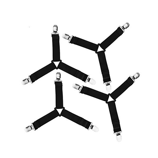 Yosoo 4 Piezas Sujetadores para Sábanas, Soporte Triangular Ajustable para
