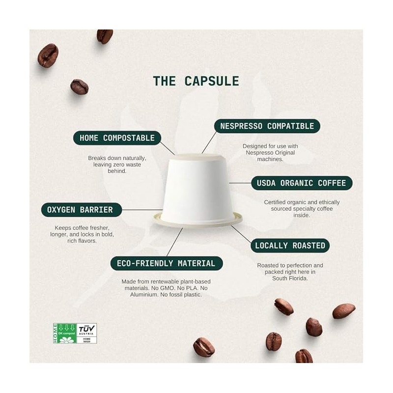 Artizan Coffee USDA Organic Espresso Coffee Capsules For Nespresso Original