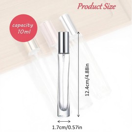 ROHIJALE 8Packs Empty Perfume Atomizer Sprayer Bottles Thicken Glass Perfume Bottles 10ml Travel Spray Mini Sample Fragrance Containers with Silver Aluminized Caps
