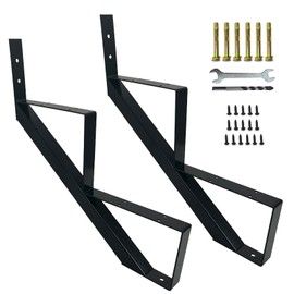 2 Packs Metal Stair Step Stringers, 2 Step Steel Riser Stringer for 19.4inch Height Deck(Polished Black)
