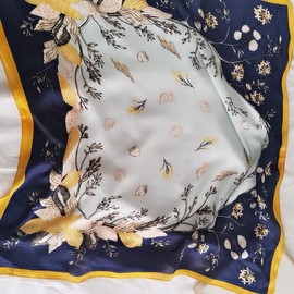 FONYVE Silk Feeling Scarf Medium Square Satin Head Scarf for Women 27.5 × 27.5 inches