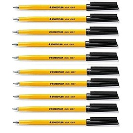 STAEDTLER Stick 430 Fine Ballpoint Pen 0.3mm Black Regular Ink Flow (Pack of 10)