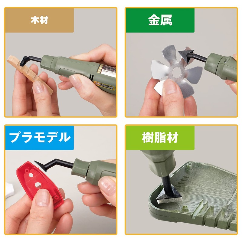 PROXXON No. 28594 Pen Sander, 8 Tip Shapes, 3 Types