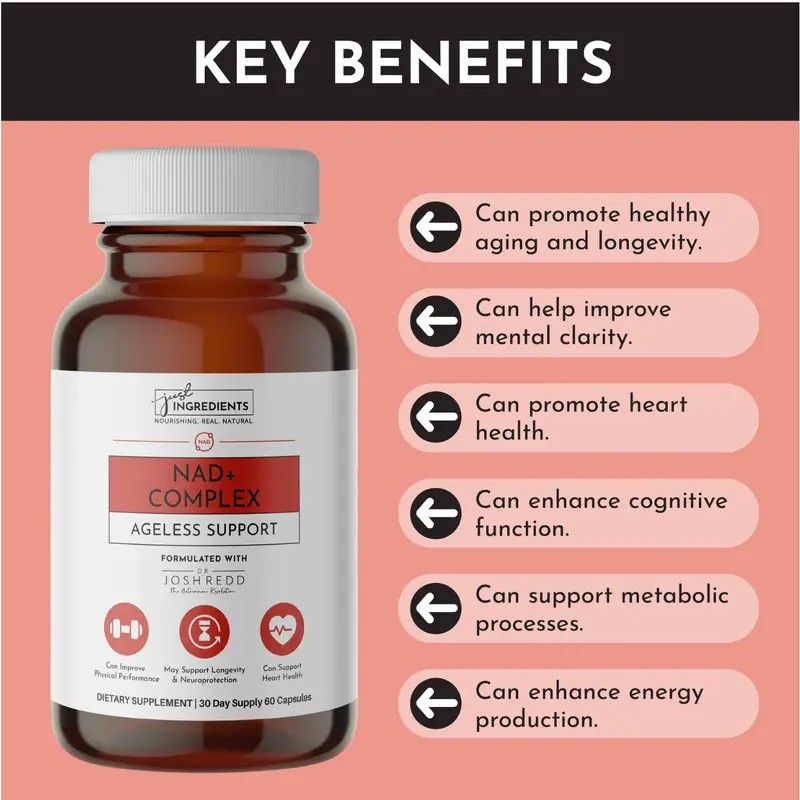 Just Ingredients NAD+ Complex – Ageless Support Supplement for Cellular
