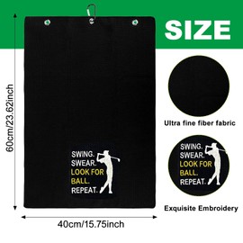 Pence & Moon Collective Golf Towel - Funny Black Towel for Men, Retirement & Golfer Gifts Golf Gifts for Men Grandpa Dad - Microfiber Waffle Design - 23.62 * 15.74Cinch/60 * 40cm