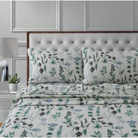 Tribeca Living FLEURSHEETTWMC Deep Pocket Sheet Set, Twin, Fleur