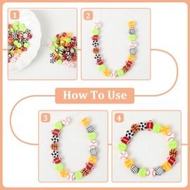 200 Pcs Clay Bead Charms,Sports Charms for Jewelry Making,Sport Ball Polymer Clay Beads,Polymer Basketball Soccer Rugby Volleyball Football Beads for DIY Bracelet Earring Necklace