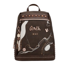 Anekke Large Women's Backpack Faux Leather Backpack with Handles and Pockets Design with Handle Brown Accessories for Women Size 26 x 32 x 10 cm Colourful, Colourful