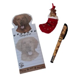 Blue Skies Plus Golden Retriever Dog Gift Set with Matching Ornament, Magnetic Notepad & Pen