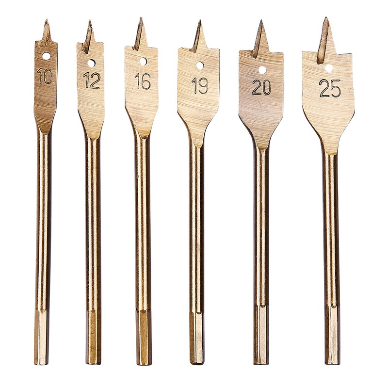 Amtech F1425 6 Piece Titanium Flat Wood bit Set