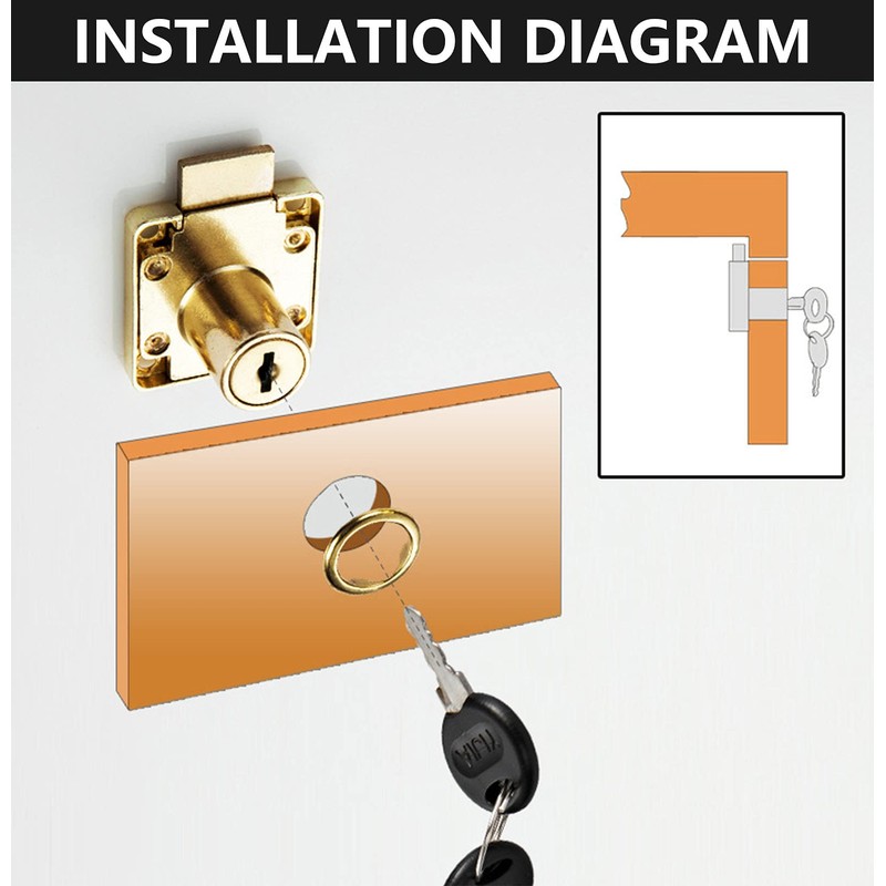 Jiozermi 2 Packs Drawer Lock with Keys, Desktop Lock with