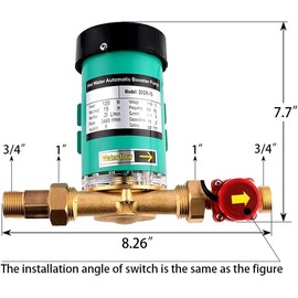 ZHKUO Water Pump 120W 1 inch Outlet Water Pressure Booster Pump for Home 21.75PSI Automatic Shower Pressure Booster with Water Flow Switch Household Booster Pump