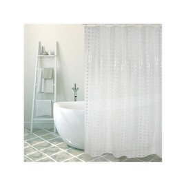 MSV Anti-Schimmel Duschvorhang - Anti-Bakteriell, waschbar, wasserdicht, PVC mit 12 Duschvorhangringen 180x200cm Weiß