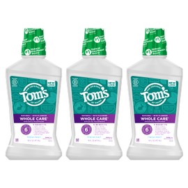 Tom's Of Maine Whole Care Natural Fluoride Mouthwash, Fresh Mint, 16 oz. 3-Pack (Packaging May Vary)