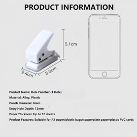 Mini-Stanzer mit 1 Loch, 10 Blatt auf einmal, Locher für weniger Aufwand, zum Binden von Dateien, Büro, für Zuhause, Fotoalben, Erinnerungsbücher, Lesezeichen