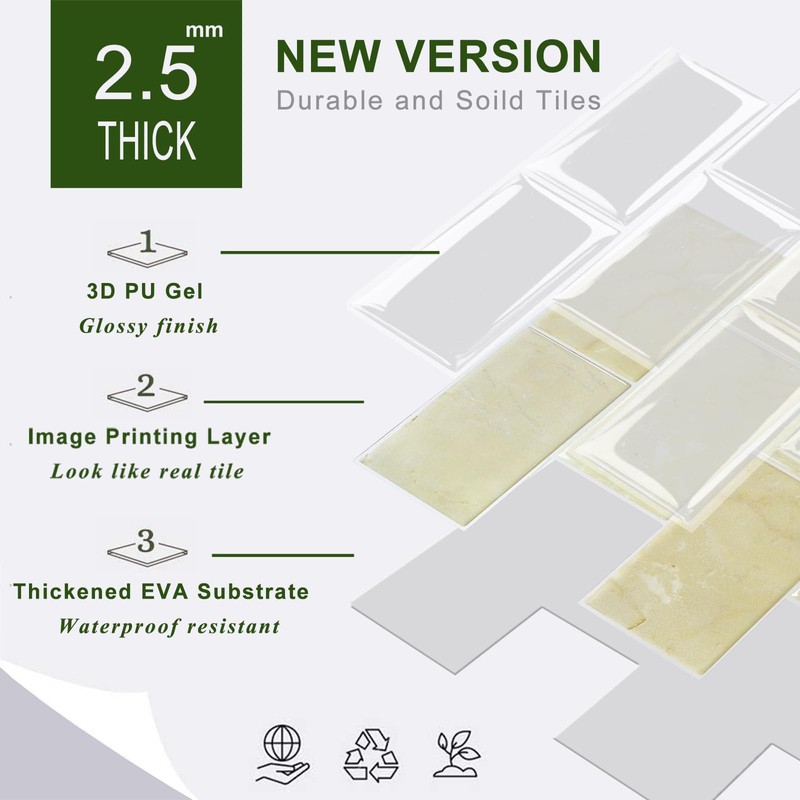 STICKGOO 10-Sheet Subway Tile Peel and Stick Backsplash, Self Adhesive