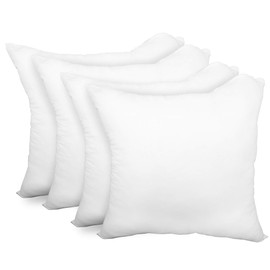 Pillow Insert Adjustable Fill Loft 18” x 18” Polyester Filled Luxury Microfiber Fabric Cover Decorative Cushion Form (4 Pack)