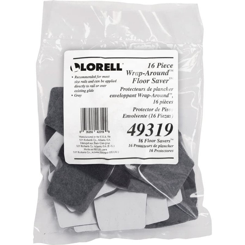 Lorell LLR49319 Wrap Around Floor Savers, Gray (Pack of 16)