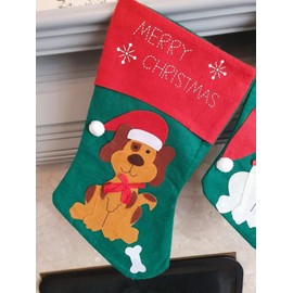 Decsee 40cm Christmas Dog Stocking Festive Motif 'Merry Christmas' Pet Paw Stocking Socks Xmas Tree Ornaments Filler Fill withTreats