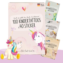 lila liebt dich® LLD-MTAT-UNI 140 Trendy Stickers & Tattoos Children's Motifs with Unicorn and Rainbow // Children's Tattoos Skin Friendly & Tested